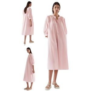 Cotton COS A Line Pale Pink Puff Sleeve Dress